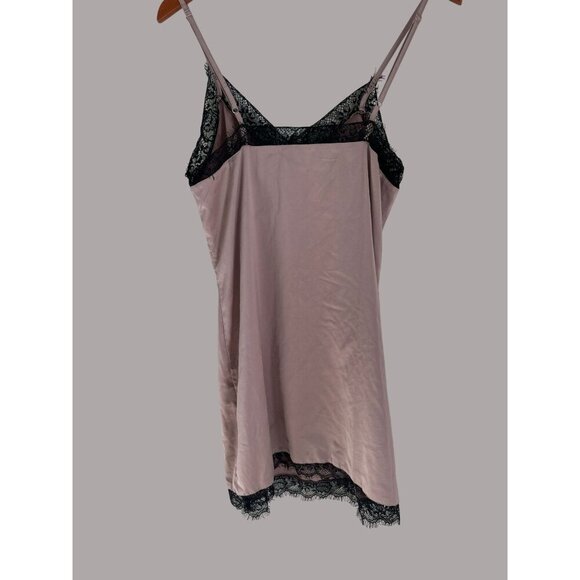 Magasin Du Nord Satin Lace Trim Night Gown Camisole Dress S Pink & Black - Picture 3 of 6